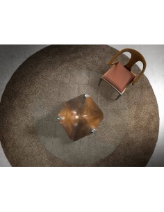 Angel Cerdá mesa redonda RENA 140. Cristal y base madera... 2