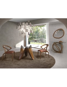 Angel Cerdá. Mesa redonda RENA 150, Cristal e base em... 2