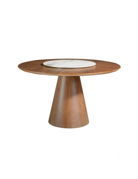 Angel Cerdá 1016. Mesa redonda 135. Madeira de nogueira e prato giratório de porcelana.