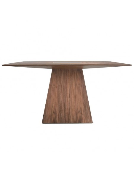 Anjo Cerdá 1079. Mesa quadrada 150x150. Nogueira com vidro preto.