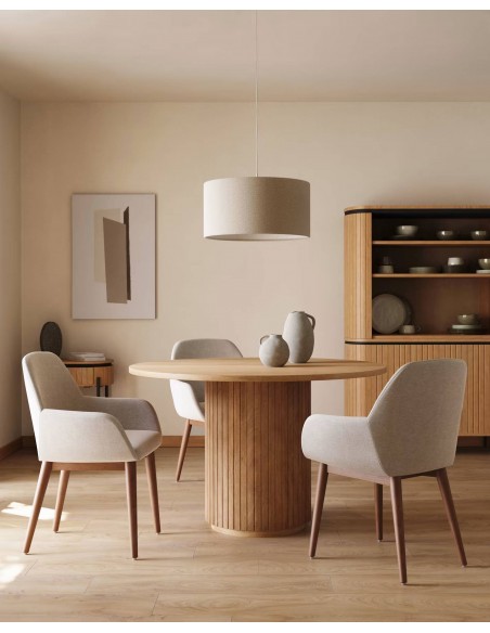 Mesa redonda Licia 120. Madera de mango natural