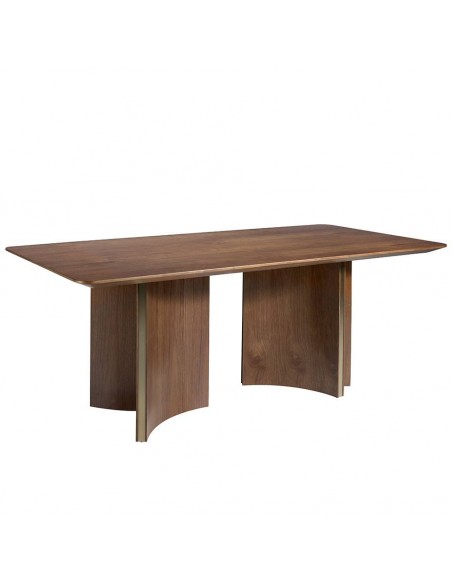 Angel Cerdá 1109. Mesa NORTON 200 x 100. Nogal y acero dorado