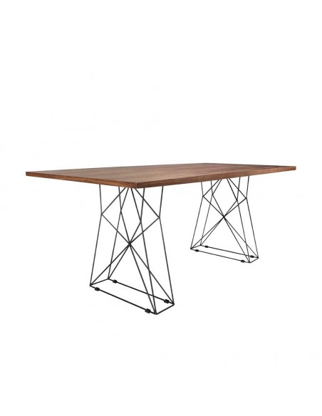 Angel Cerdá 1107. Mesa ACER 200 x 95. Nogueira e base em aço preto.