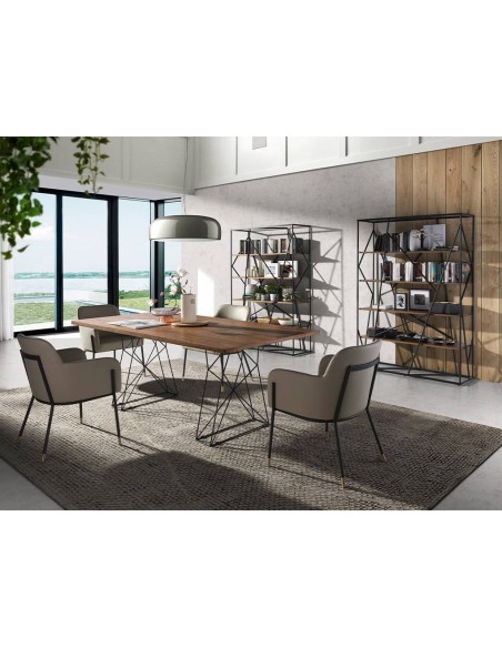 Angel Cerdá 1107. Mesa ACER 200 x 95. Nogal y base acero negro.