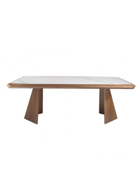 Angel Cerdá 1106. Mesa WERVI 220 x 110. Porcelanato e madeira de nogueira