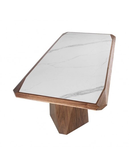 Angel Cerdá 1106. Mesa WERVI 220 x 110. Porcelanato e madeira de nogueira