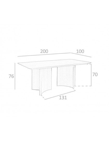 Angel Cerdá 1109. Mesa NORTON 200 x 100. Nogal y acero dorado