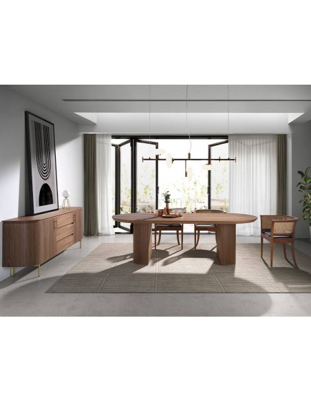 Angel Cerdá 1104. Mesa oval HULT 240 x 105. Nogueira