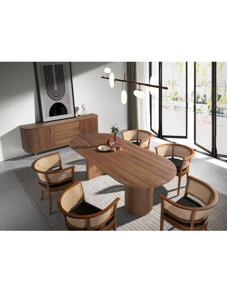 Angel Cerdá 1104. Mesa oval HULT 240 x 105. Nogueira