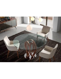 Mesa comedor ATELIER 130, madera, cristal, acero 2