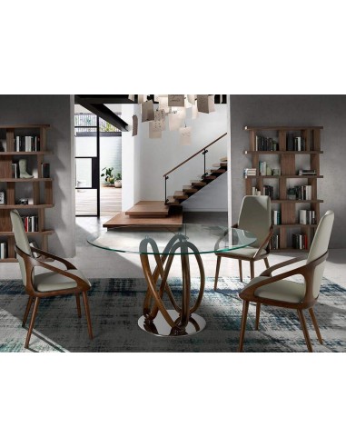 Mesa comedor ATELIER 130, madera, cristal, acero