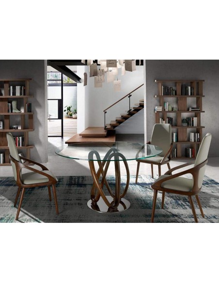 Mesa comedor ATELIER 130, madera, cristal, acero Mesa comedor ATELIER 130, madera, cristal, acero