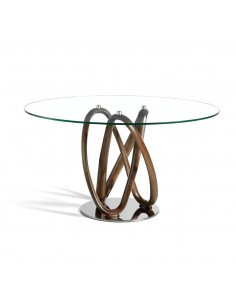 Mesa de jantar ATELIER, madeira, vidro, aço