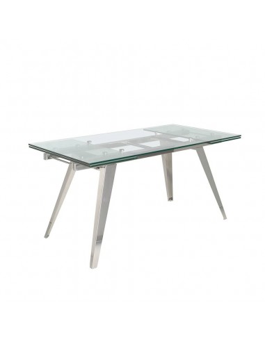 Ángel Cerdá 1005. Mesa extensible de cristal 160(240) x 90. Base acero cromado.