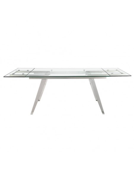 Ángel Cerdá 1005. Mesa extensível de vidro 160(240) x 90. Base em aço cromado.