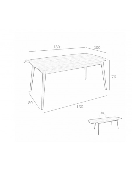 Ángel Cerdá 1100. Mesa extensível GESTA 180(260) x 100, nogueira.