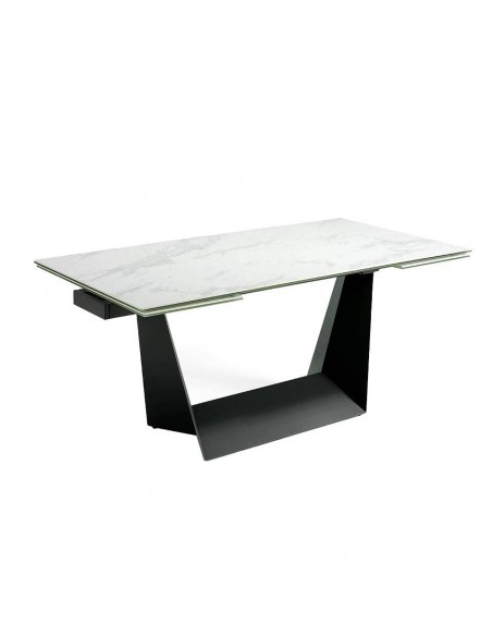 Ángel Cerdá 1014. Mesa extensible YATRA 180(270) x 90. Porcelánico y acero negro.