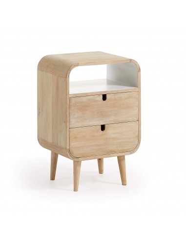 Mesita de noche Vintage GERALD de 40x60 madera mango natural blan