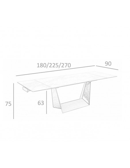 Ángel Cerdá 1014. Mesa extensible YATRA 180(270) x 90. Porcelánico y acero negro.