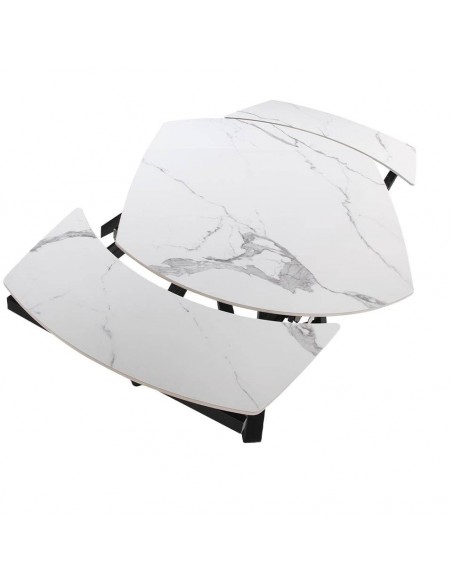 Ángel Cerdá 1096. Mesa oval giratória de cano extensível OCEAN 120(178) x90. Porcelana e aço preto.