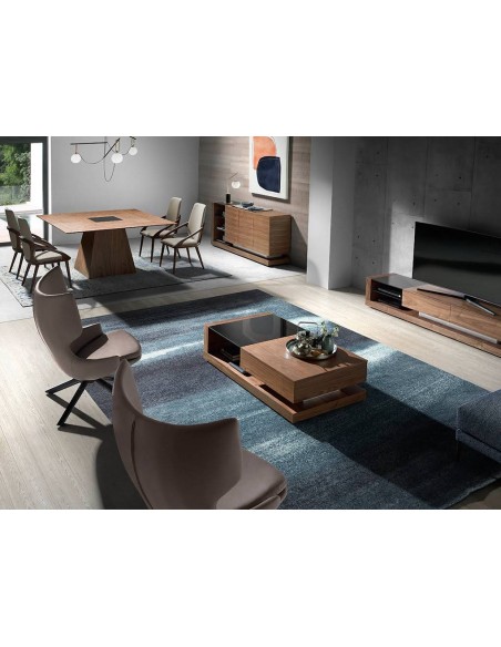 Ángel Cerdá 4066. Cadeira Khufu, couro sintético e madeira cor de nogueira.