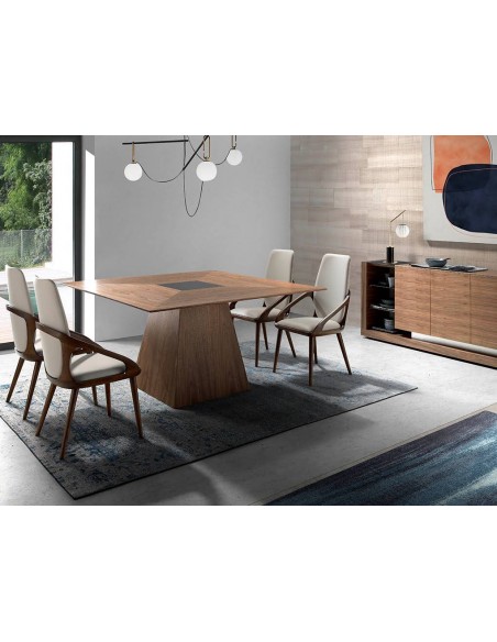 Ángel Cerdá 4066. Silla Khufu, polipiel y madera color Nogal.