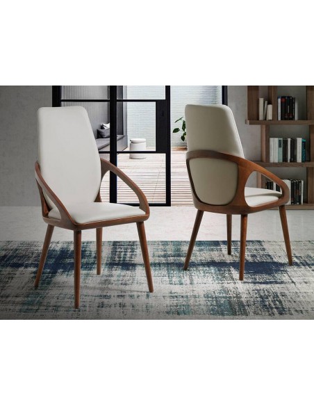 Ángel Cerdá 4066. Cadeira Khufu, couro sintético e madeira cor de nogueira.