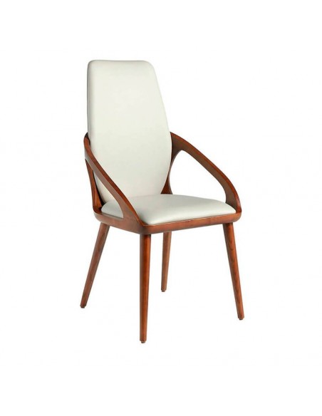 Ángel Cerdá 4066. Cadeira Khufu, couro sintético e madeira cor de nogueira.