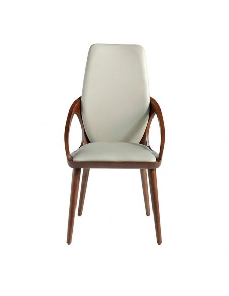 Ángel Cerdá 4066. Cadeira Khufu, couro sintético e madeira cor de nogueira.