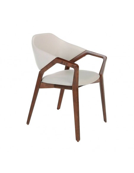 Ángel Cedá 4068. Silla con brazos KHEOPS, polipiel y madera en Nogal.