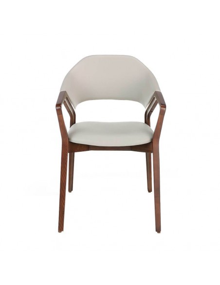 Ángel Cedá 4068. Cadeira KHEOPS com braços, couro sintético e madeira de nogueira.