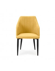 Silla con brazos NADI, tela AMARILLO y base metal NEGRA 2