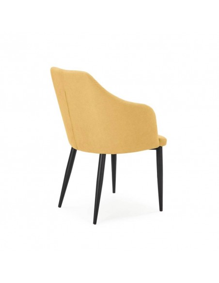 Silla con brazos NADI, tela AMARILLO y base metal NEGRA