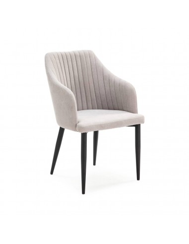 Silla con brazos NADI, tela gris y base metal NEGRA