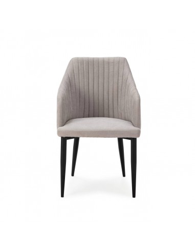 Silla con brazos NADI, tela gris y base metal...