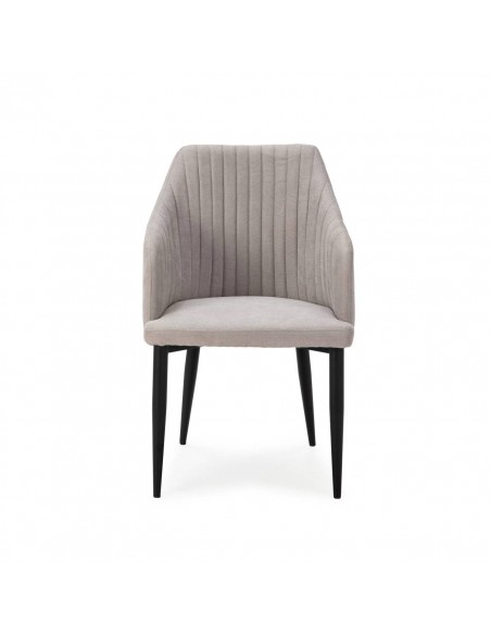 Silla con brazos NADI, tela gris y base metal NEGRA