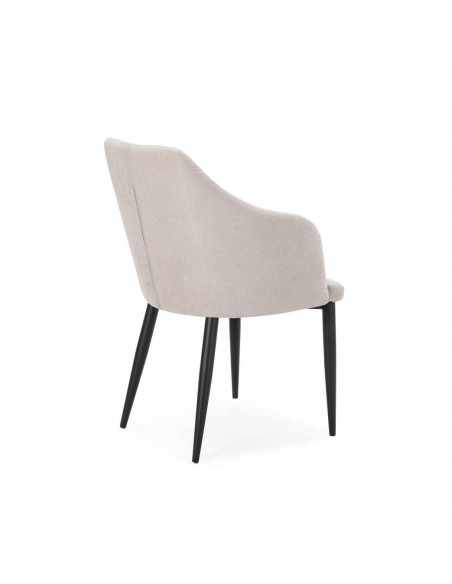 Silla con brazos NADI, tela gris y base metal NEGRA