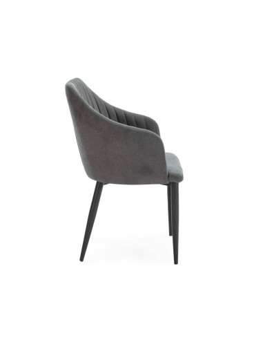 Silla con brazos NADI, tela gris oscuro y base...