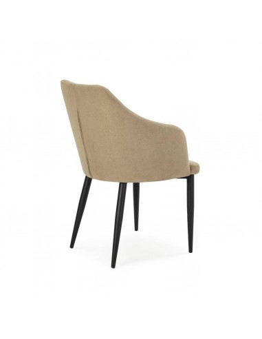 Silla con brazos NADI, tela verde y base metal...