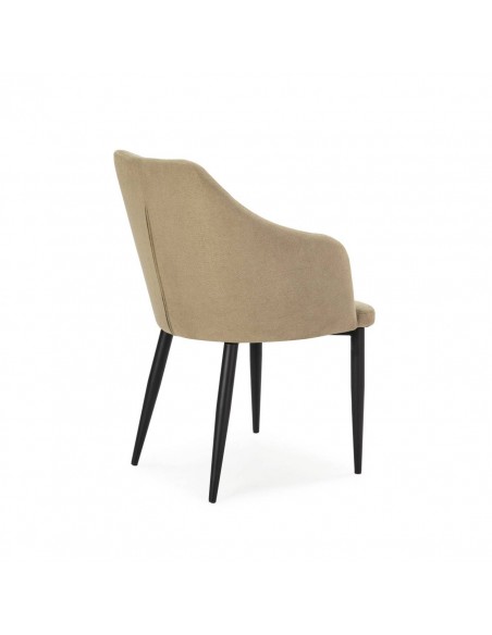 Silla con brazos NADI, tela verde y base metal NEGRA