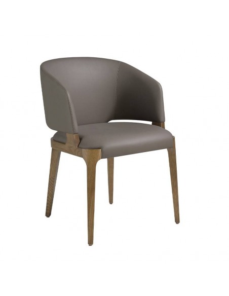 Ángel Cedá 4108. Silla AKIL, polipiel visón y madera color nogal