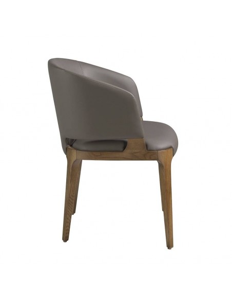 Ángel Cedá 4108. Cadeira AKIL, couro sintético vison e madeira cor nogueira