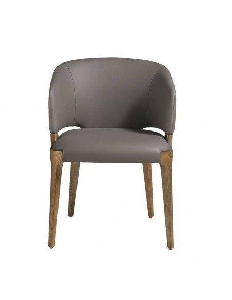 Ángel Cedá 4108. Cadeira AKIL, couro sintético vison e madeira cor nogueira