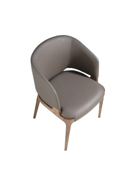 Ángel Cedá 4108. Cadeira AKIL, couro sintético vison e madeira cor nogueira