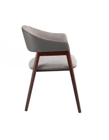 Ángel Cerdá 4091. Silla AMSI tela gris y polipiel vison, madera color Nogal.