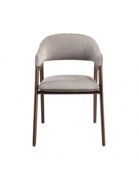 Ángel Cerdá 4091. Silla AMSI tela gris y polipiel vison, madera color Nogal.