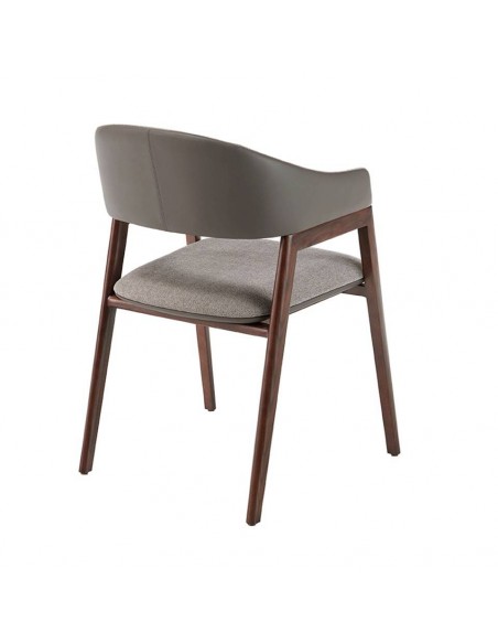 Ángel Cerdá 4091. Silla AMSI tela gris y polipiel vison, madera color Nogal.
