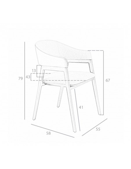 Ángel Cerdá 4091. Silla AMSI tela gris y polipiel vison, madera color Nogal.