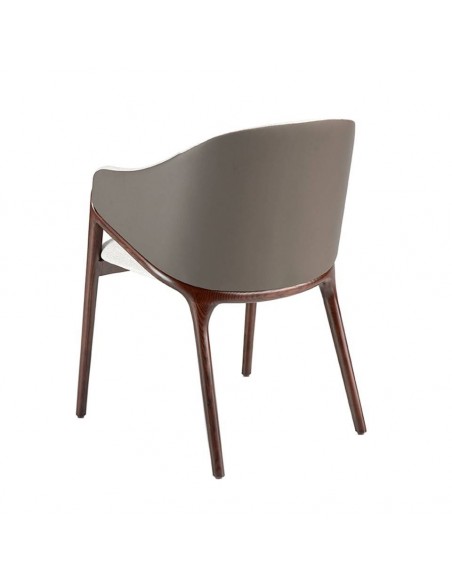 Ángel Cerdá 4090. Silla con brazos ASWAD tapizada en tela y polipiel con estructura de madera color Nogal.