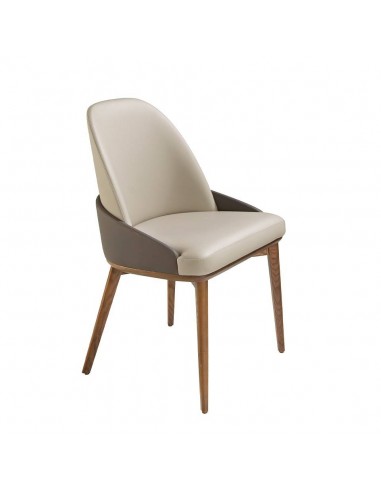 Ángel Cerdá 4120. Silla ATSU, polipiel gris y base de madera color nogal